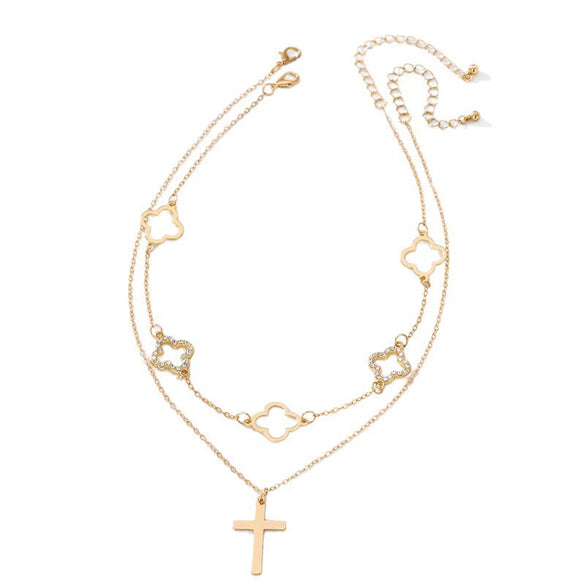 Wholesale Women's Vintage Elegant Fashion Hollow Flower Pendant Necklace Made Of Zinc Alloy With Electroplating