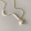 Wholesale Women's Vintage Elegant Fashion Metal Freshwater Pearl Ot Buckle Geometric Mixed Gem Inlay Snake Bone Chain Necklace