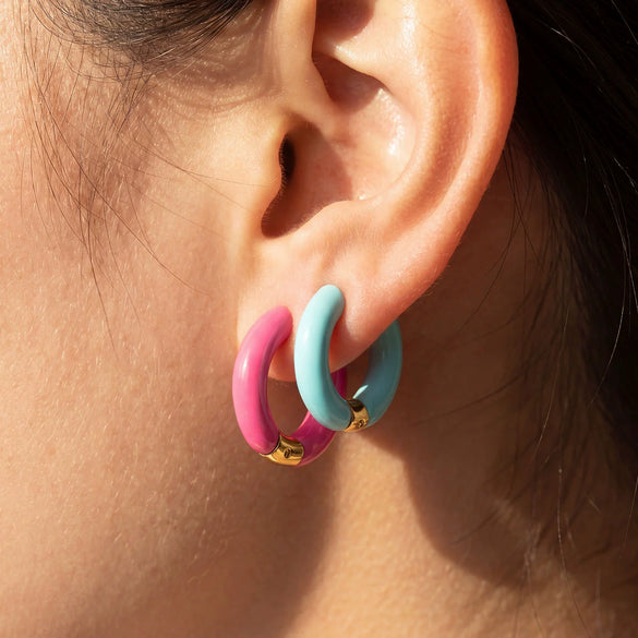 Wholesale Women's Vintage Enamel Geometric Stainless Steel Electroplated Circle Earrings