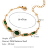 Wholesale Women's Vintage Fashion Geometric Stainless Steel 18K Gold Plated Micro Inlaid Natural Stone Devil's Eye Bracelet
