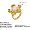 Wholesale Women's Vintage Floral Geometric Design Stainless Steel Index Finger Ring Set Pvd Plated With 18K Gold