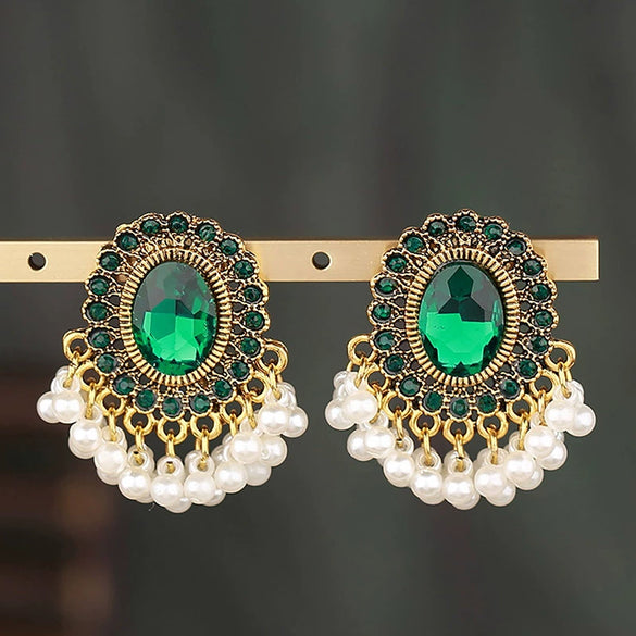 Wholesale Women's Vintage Geometric Alloy Rhinestone Pearl Drop Earrings