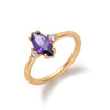 Wholesale Women's Vintage Geometric Copper December Birthstone Ring With 18K Real Gold Vacuum Electroplating