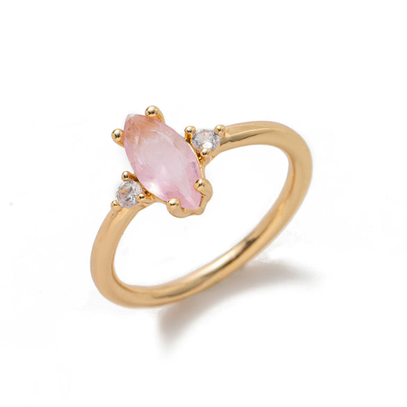Wholesale Women's Vintage Geometric Copper December Birthstone Ring With 18K Real Gold Vacuum Electroplating