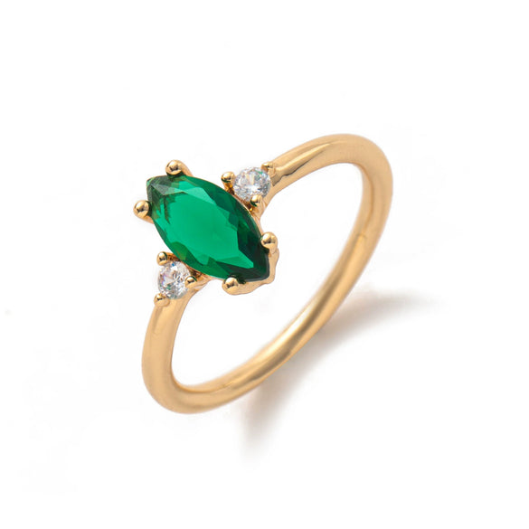 Wholesale Women's Vintage Geometric Copper December Birthstone Ring With 18K Real Gold Vacuum Electroplating
