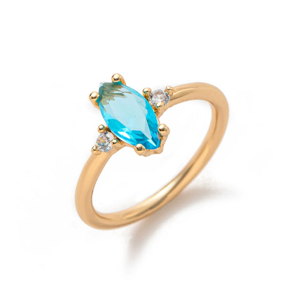 Wholesale Women's Vintage Geometric Copper December Birthstone Ring With 18K Real Gold Vacuum Electroplating