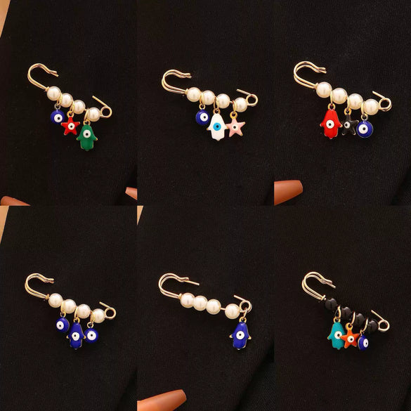 Wholesale Women's Vintage Geometric Drip Oil Iron Devil's Eye Brooch Pin