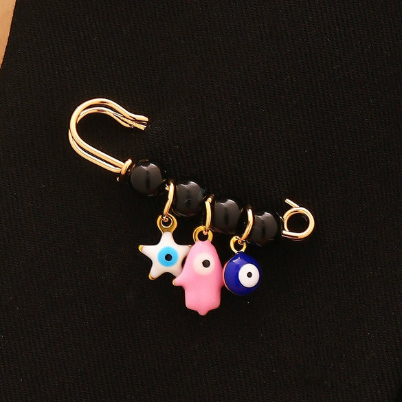 Wholesale Women's Vintage Geometric Drip Oil Iron Devil's Eye Brooch Pin