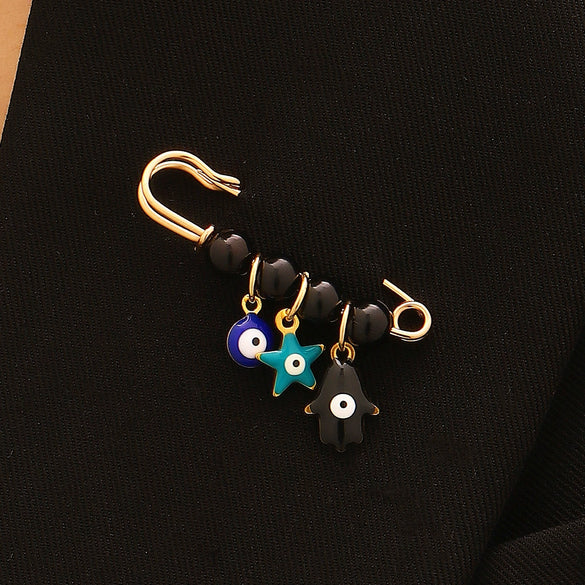 Wholesale Women's Vintage Geometric Drip Oil Iron Devil's Eye Brooch Pin