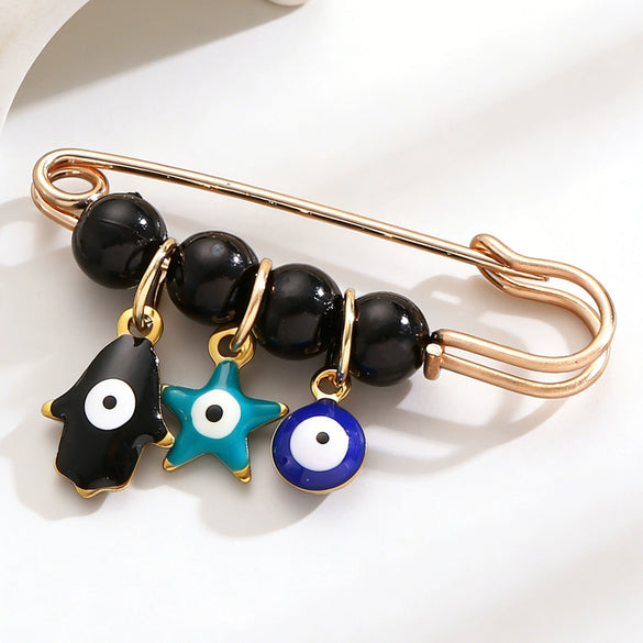 Wholesale Women's Vintage Geometric Drip Oil Iron Devil's Eye Brooch Pin
