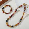 Wholesale Women's Vintage Geometric Handmade Multigem Beaded Bracelet With Red Agate Tiger Eye Stone Shell Spotted Stone Egg Yolk Stone And Stainless Steel