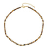 Wholesale Women's Vintage Geometric Handmade Necklace With African Turquoise Tiger Eye Stone Black Pointed Crystal Rice Beads Copper Stainless Steel Pendant And Chain