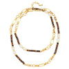 Wholesale Women's Vintage Geometric Handmade Necklace With African Turquoise Tiger Eye Stone Black Pointed Crystal Rice Beads Copper Stainless Steel Pendant And Chain