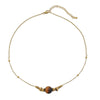 Wholesale Women's Vintage Geometric Handmade Necklace With African Turquoise Tiger Eye Stone Black Pointed Crystal Rice Beads Copper Stainless Steel Pendant And Chain