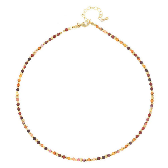 Wholesale Women's Vintage Geometric Handmade Necklace With African Turquoise Tiger Eye Stone Black Pointed Crystal Rice Beads Copper Stainless Steel Pendant And Chain