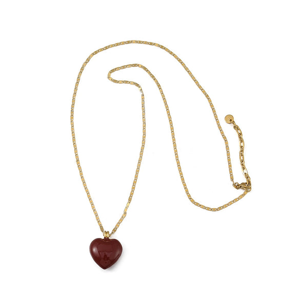 Wholesale Women's Vintage Geometric Handmade Stainless Steel And Copper Heart Shape Pendant Long Clavicle Necklace