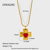 Wholesale Women's Vintage Geometric Heart Shape Stainless Steel Gold Plated Twist Chain Necklace With Hammered Texture