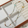 Wholesale Women's Vintage Geometric Indian Agate Shell Egg Yolk Copper Handmade Beaded Necklace