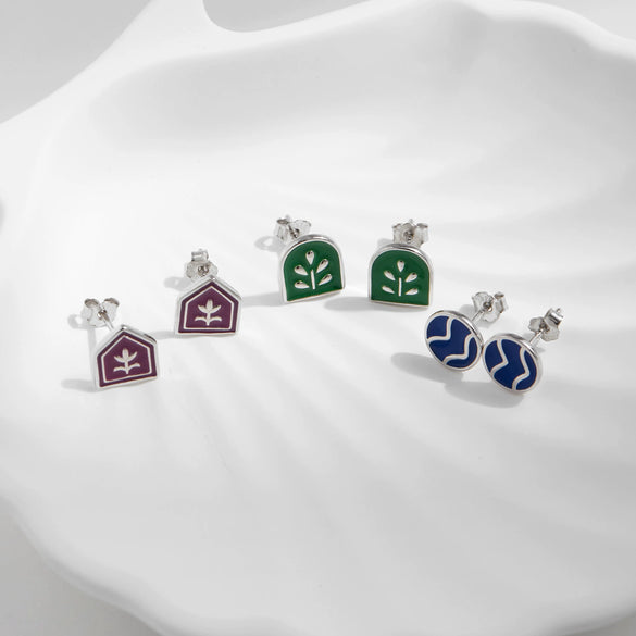 Wholesale Women's Vintage Geometric Plants And Flowers 925 Sterling Silver Electroplated Earrings