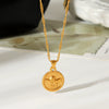 Wholesale Women's Vintage Geometric Stainless Steel And Titanium Steel Electroplated Necklace With Round Pendant