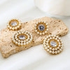 Wholesale Women's Vintage Geometric Stainless Steel Earrings With Zircon Inlaid Pearl Circle Vacuum Real Gold Plated In Pvd Furnace