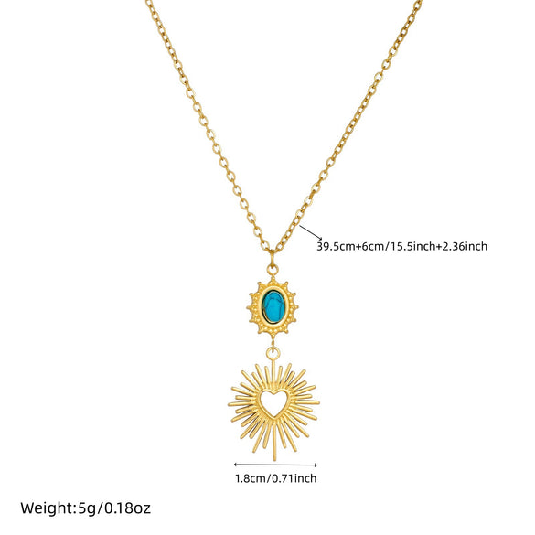 Wholesale Women's Vintage Geometric Stainless Steel Electroplated Heart Water Drop Bell Pendant Accessories Set With Thin Chain