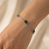 Wholesale Women's Vintage Geometric Stainless Steel Goldplated Bracelet With Green Zircon