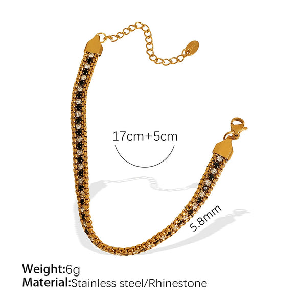 Wholesale Women's Vintage Geometric 316L Stainless Steel Multilayer Wide Chain Bracelet With Electroplating