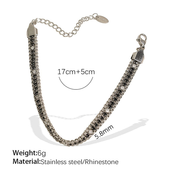 Wholesale Women's Vintage Geometric 316L Stainless Steel Multilayer Wide Chain Bracelet With Electroplating