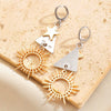 Wholesale Women's Vintage Geometric Zinc Alloy Electroplated Earrings With Sun And Star Design