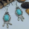 Wholesale Women's Vintage Geometric Zinc Alloy Electroplating Tassel Turquoise Earrings
