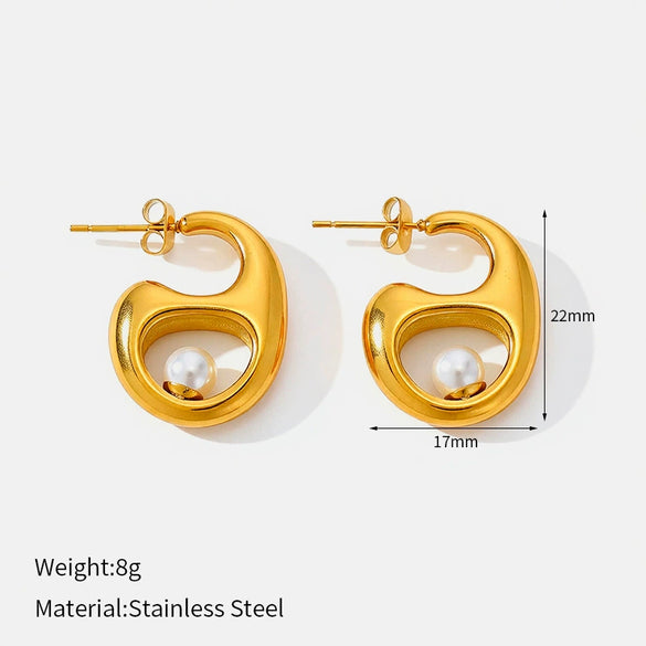 Wholesale Women's Vintage Gold Plated Animal Zodiac Pearl Stud Earrings