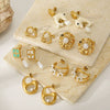 Wholesale Women's Vintage Gold Plated Animal Zodiac Pearl Stud Earrings