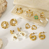 Wholesale Women's Vintage Gold Plated Animal Zodiac Pearl Stud Earrings