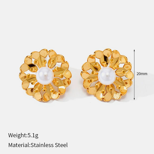 Wholesale Women's Vintage Gold Plated Animal Zodiac Pearl Stud Earrings