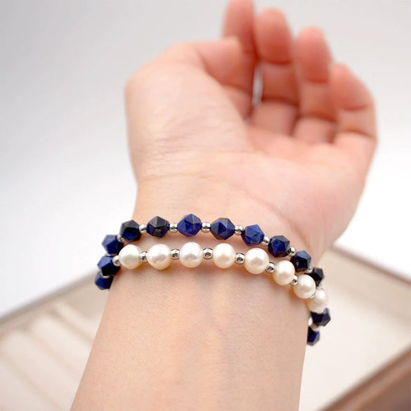 Wholesale Women's Vintage Handmade Freshwater Pearl Geometric Pattern Bracelet