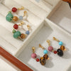 Wholesale Women's Vintage Handmade Geometric Tiger Eye Stone Red Agate Optimized Blue Pine Copper Earrings