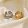 Wholesale Women's Vintage Hip Hop Stainless Steel Geometric Round Ring 18K Gold Plated