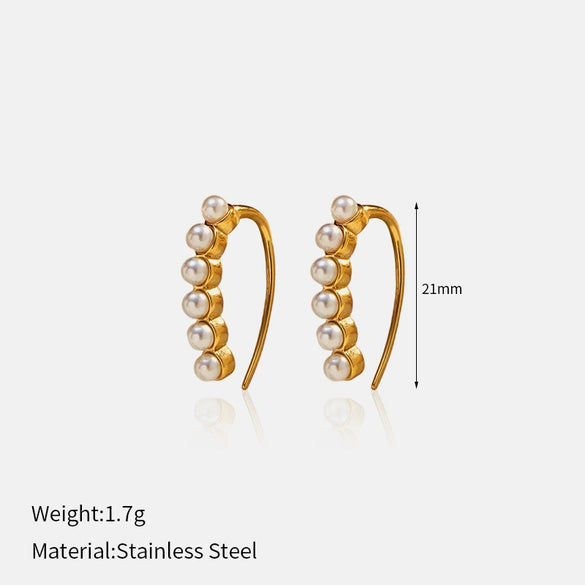 Wholesale Women's Vintage Imitation Pearl Earrings Retro Style Titanium Steel 18K Goldplated Ear Jewelry