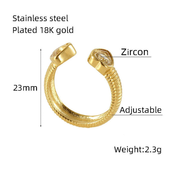 Wholesale Women's Vintage Inlaid Zircon Love Ring 316L Stainless Steel Geometric Heart Style