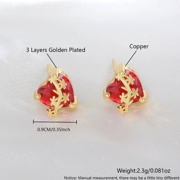 Wholesale Women's Vintage Loveshaped Copper Real Gold Plated Earrings