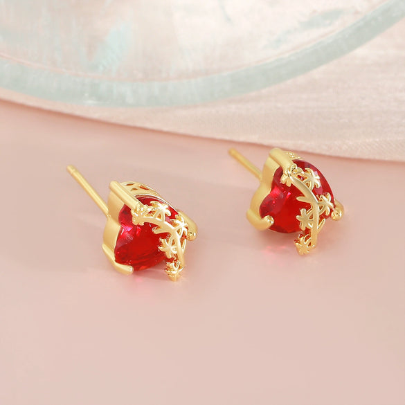Wholesale Women's Vintage Loveshaped Copper Real Gold Plated Earrings