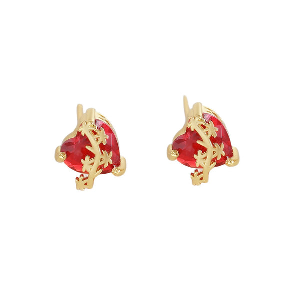 Wholesale Women's Vintage Loveshaped Copper Real Gold Plated Earrings