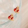 Wholesale Women's Vintage Loveshaped Copper Real Gold Plated Earrings