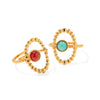 Wholesale Women's Vintage Luxury Geometric Titanium Steel Oval Hollow Ring With Natural Stone And Electroplating