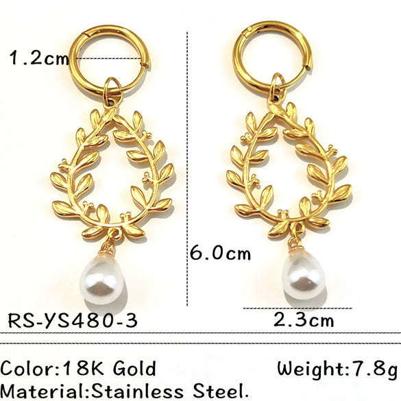 Wholesale Women's Vintage Minimalist Geometric Stainless Steel Electroplated Earrings Pendant