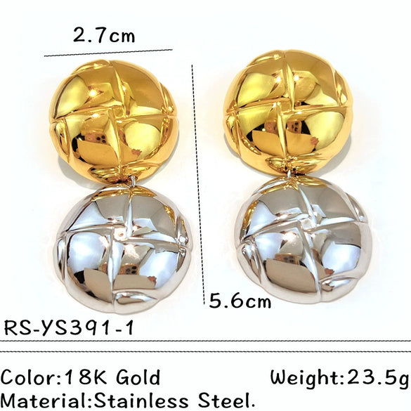 Wholesale Women's Vintage Minimalist Geometric Stainless Steel Electroplated Earrings With Five Pointed Star Design