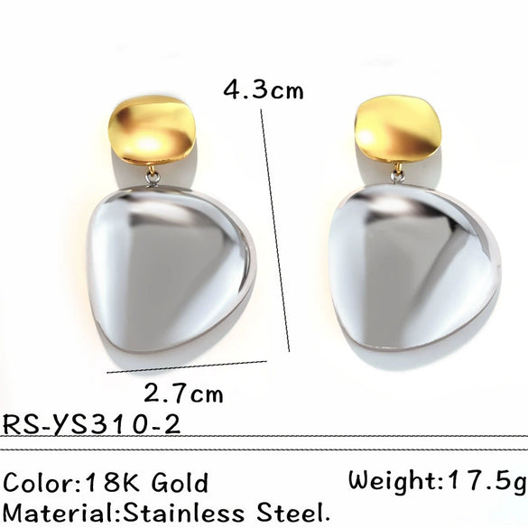 Wholesale Women's Vintage Minimalist Geometric Stainless Steel Goldplated Earrings