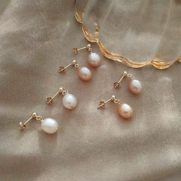 Wholesale Women's Vintage Natural Freshwater Pearl Drop Shape Earrings With Silver Needles