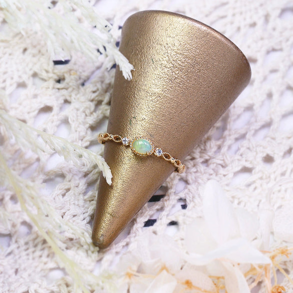 Wholesale Women's Vintage Natural Opal Set With Gems 925 Sterling Silver Water Drop Hollow Ring